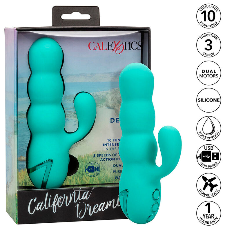CALEXOTICS Vibrateur Del Mar Diva Rabbir Aqua Green Par California D... - Aura Intime