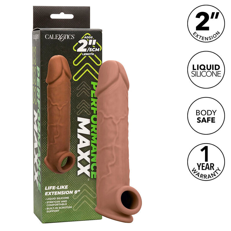 CALEXOTICS EXTENSION PERFORMANCE MAXX LIFE-LIKE 8 PEAU MARRON — vue détaillée