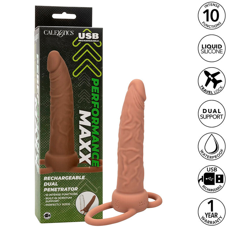 CALEXOTICS Performance Maxx Rechargeable Double Pénétrateur Peau Brun — vue détaillée