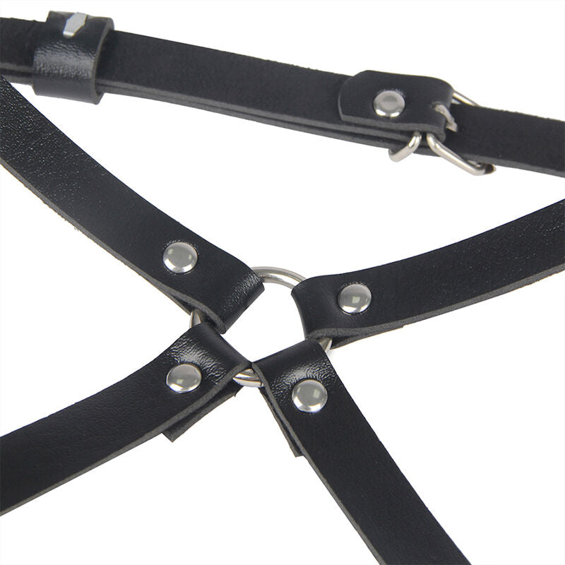 SUBBLIME FETISH Harnais Taille Jambes Cuir Noir Taille Unique — accessoires inclus