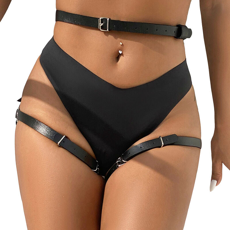 SUBBLIME FETISH Harnais Taille Jambes Cuir Noir Taille Unique - Aura Intime