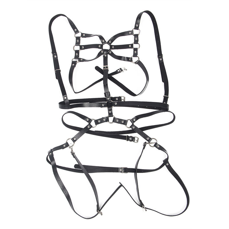 SUBBLIME FETISH Harnais Corps Sangles Ajustables Cuir Noir Taille Unique — vue arrière