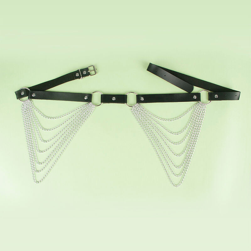 SUBBLIME FETISH Chaîne Cuir Ceinture Noire Taille Unique — vue arrière
