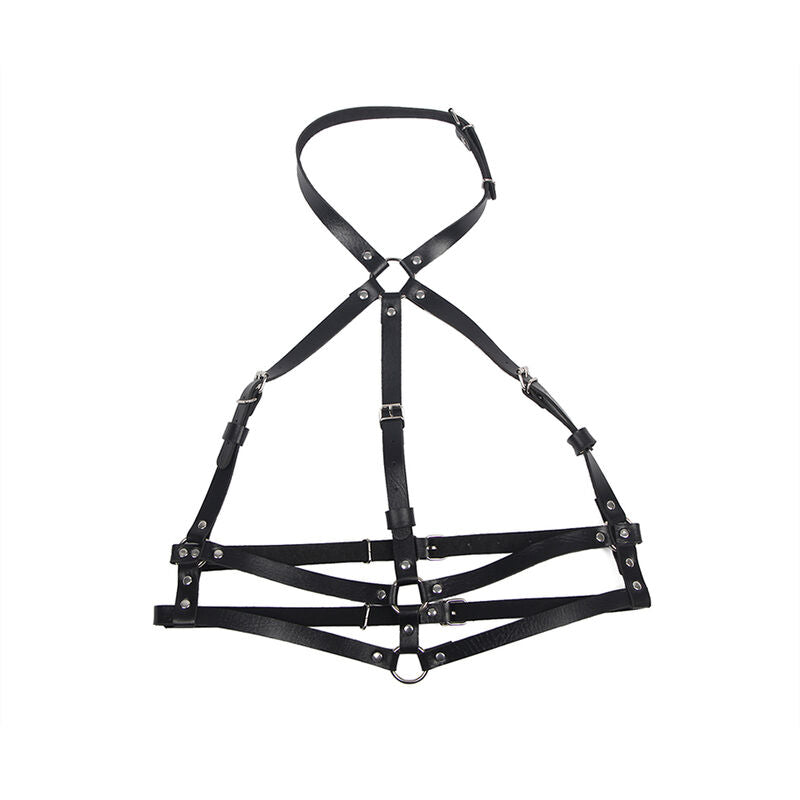 SUBBLIME FETISH Harnais Poitrine Anneau Cuir Noir Taille Unique — vue arrière