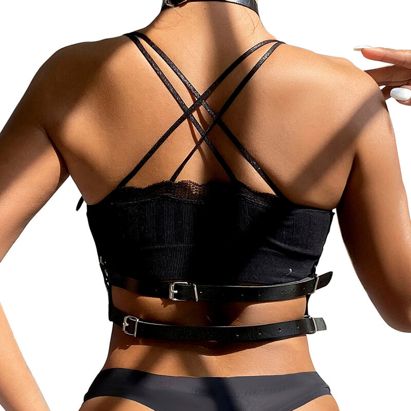 SUBBLIME FETISH Harnais Poitrine Anneau Cuir Noir Taille Unique — vue alternative