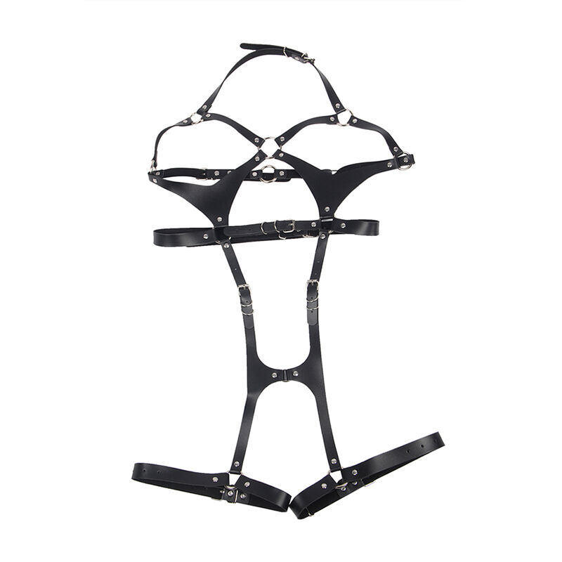 SUBBLIME FETISH Harnais Complet Boucles Cuir Noir Taille Unique — vue arrière