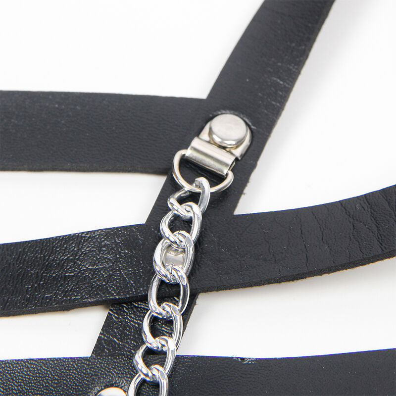 SUBBLIME FETISH Harnais Corset Chaîne Détail Taille Unique — accessoires inclus
