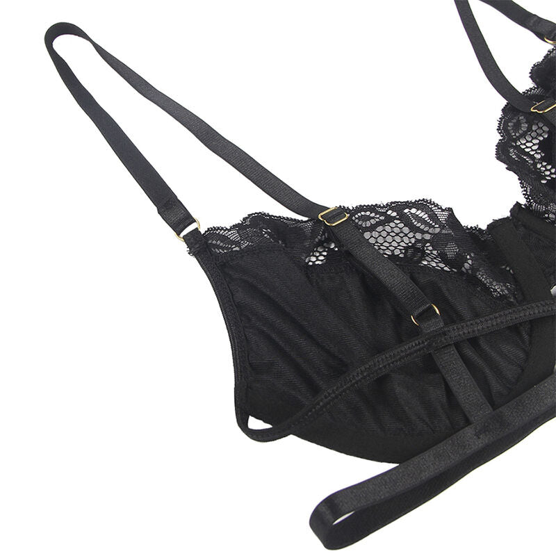 SUBBLIME SETS Ensemble 3 Pièces Soutien-Gorge + String + Jarretière Den... — accessoires inclus