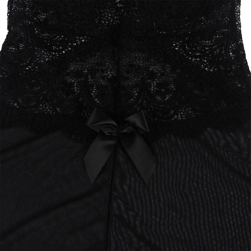 SUBBLIME BABYDOLLS Tissu Tulle Babydoll Dentelle Détail Fleur Noir L/Xl — accessoires inclus