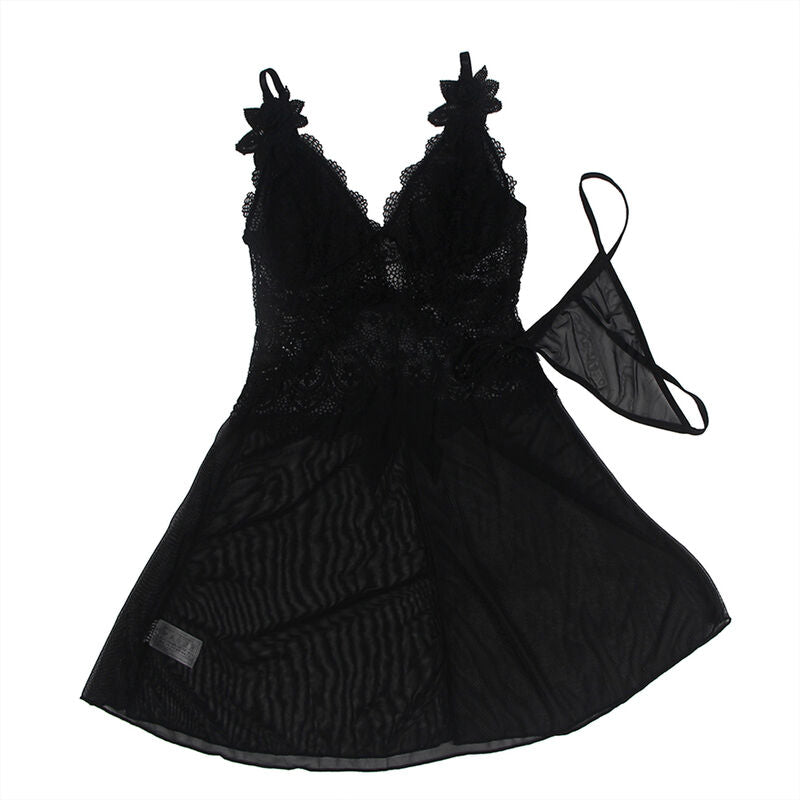 SUBBLIME BABYDOLLS Tissu Tulle Babydoll Dentelle Détail Fleur Noir L/Xl — vue alternative