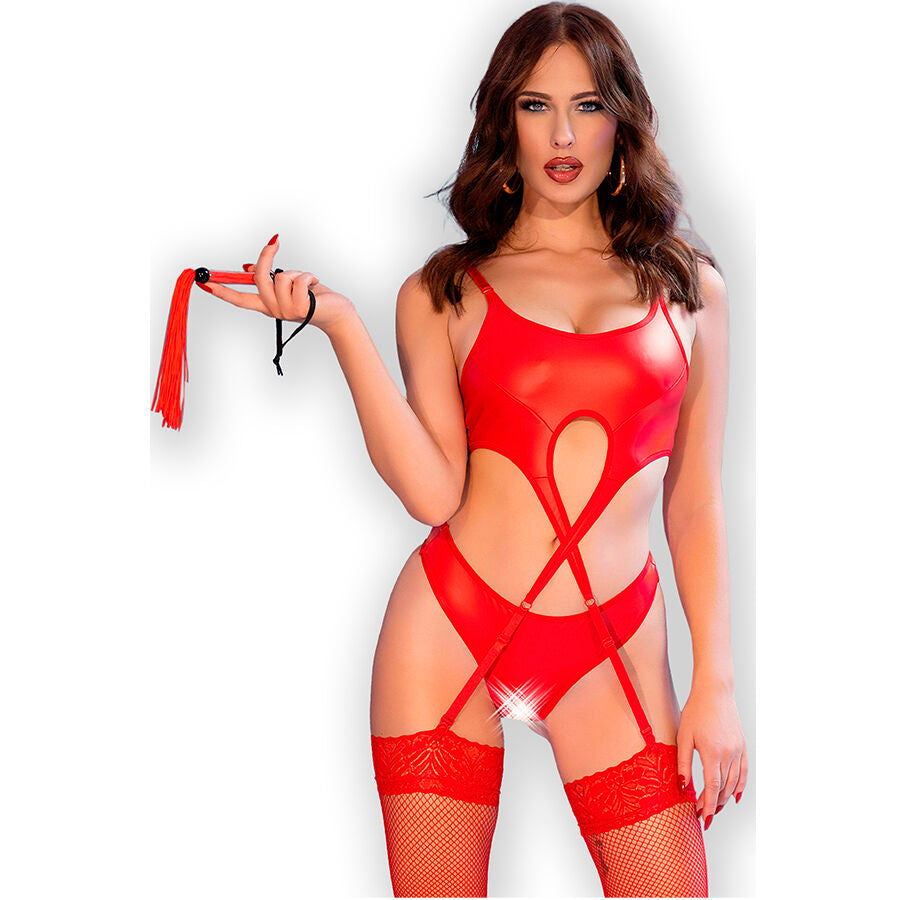 CHILIROSE SETS Cr 4625 Ensemble Quatre Pièces Sans Crotchless Rouge S - Aura Intime