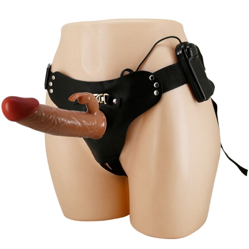 PRETTY LOVE MARION HARNAIS SLIP UNIVERSEL DILDO VIBRANT 19 CM MARRON - Aura Intime