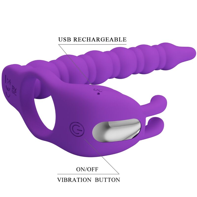 PRETTY LOVE Blackney Anneaux Pénis Plug Vibrateur — accessoires inclus