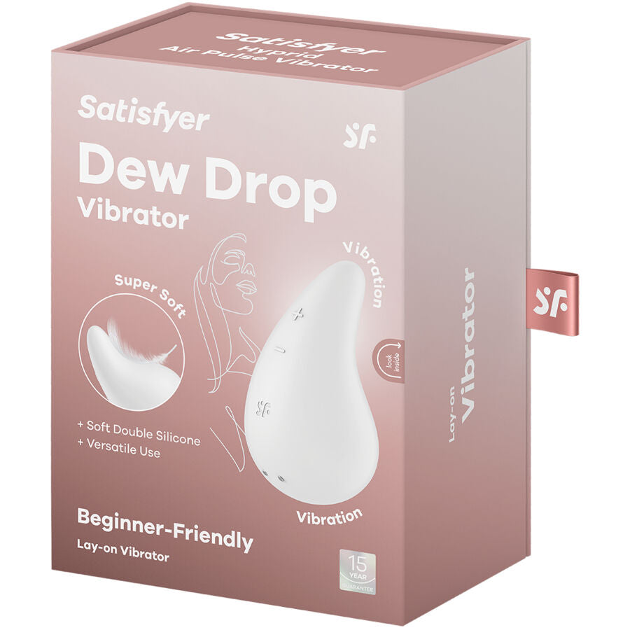 SATISFYER LAYONS Vibrateur Dew Drop Lay-On Blanc — accessoires inclus