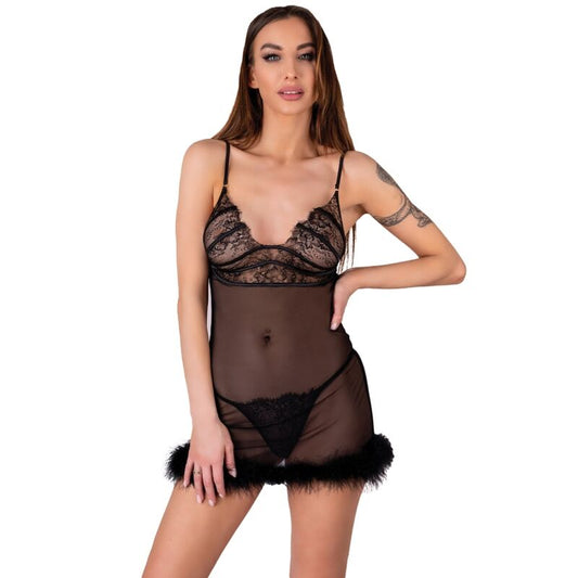 LIVCO CORSETTI SETS Ensemble Zerunam Babydoll + String Noir - Aura Intime