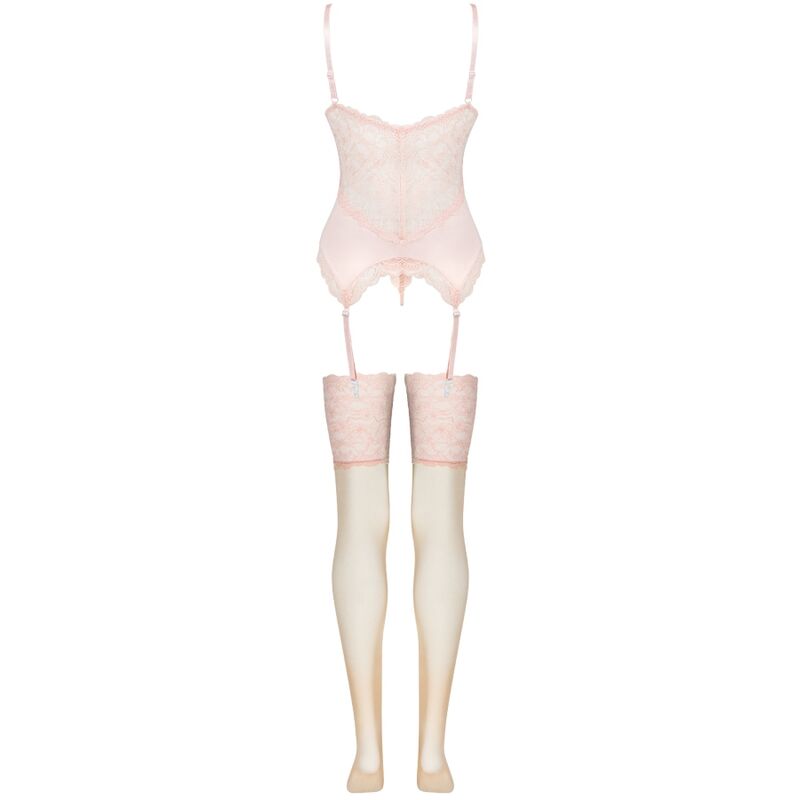 LIVCO CORSETTI SETS Ensemble Persinne Pêche Corset + Culotte + Bas — vue arrière