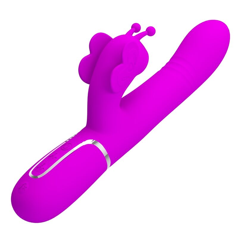 PRETTY LOVE - Vibrateur Multifonction Lapin 4 En 1 Papillon Fuchsia