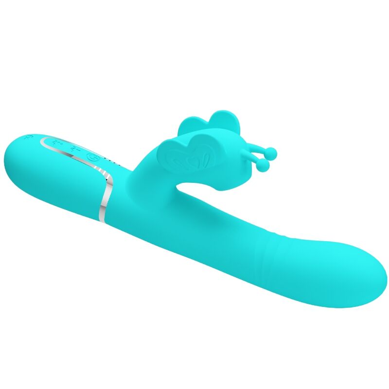 PRETTY LOVE FLIRTATION VIBRATEUR MULTIFONCTION LAPIN 4 1 PAPILLON AQUA VERT — accessoires inclus