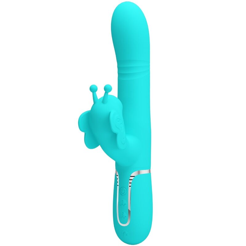 PRETTY LOVE FLIRTATION VIBRATEUR MULTIFONCTION LAPIN 4 1 PAPILLON AQUA VERT - Aura Intime