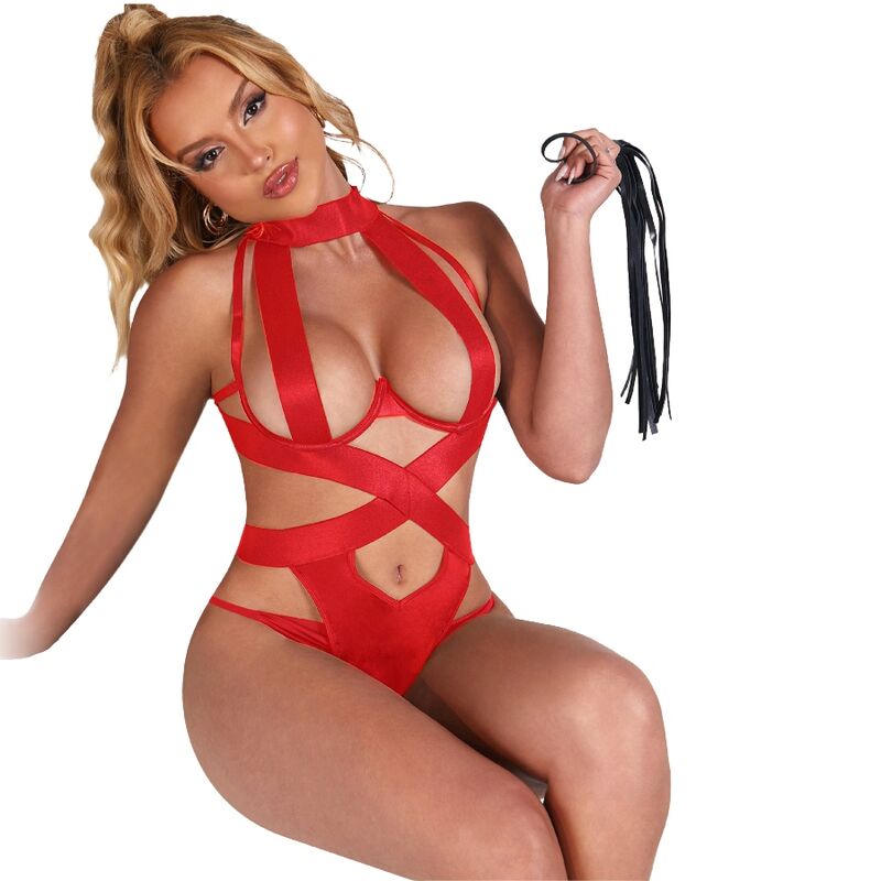 SUBBLIME BODIES Body Licol Sexy Harnais Rouge L/Xl — vue arrière