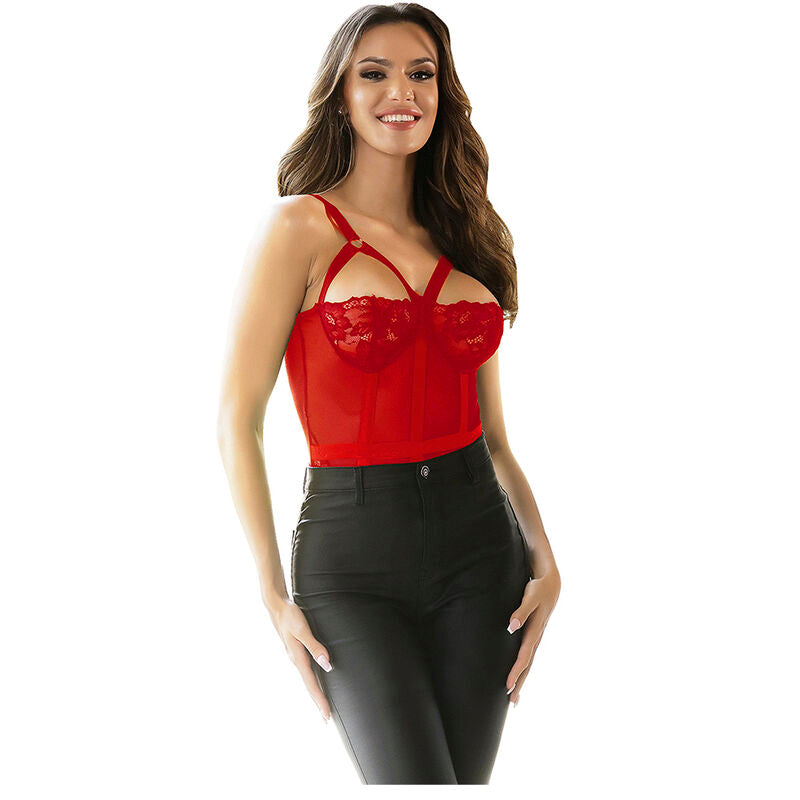 SUBBLIME BODIES Teddy Jarretière Détail Poitrine Rouge S/M — vue alternative