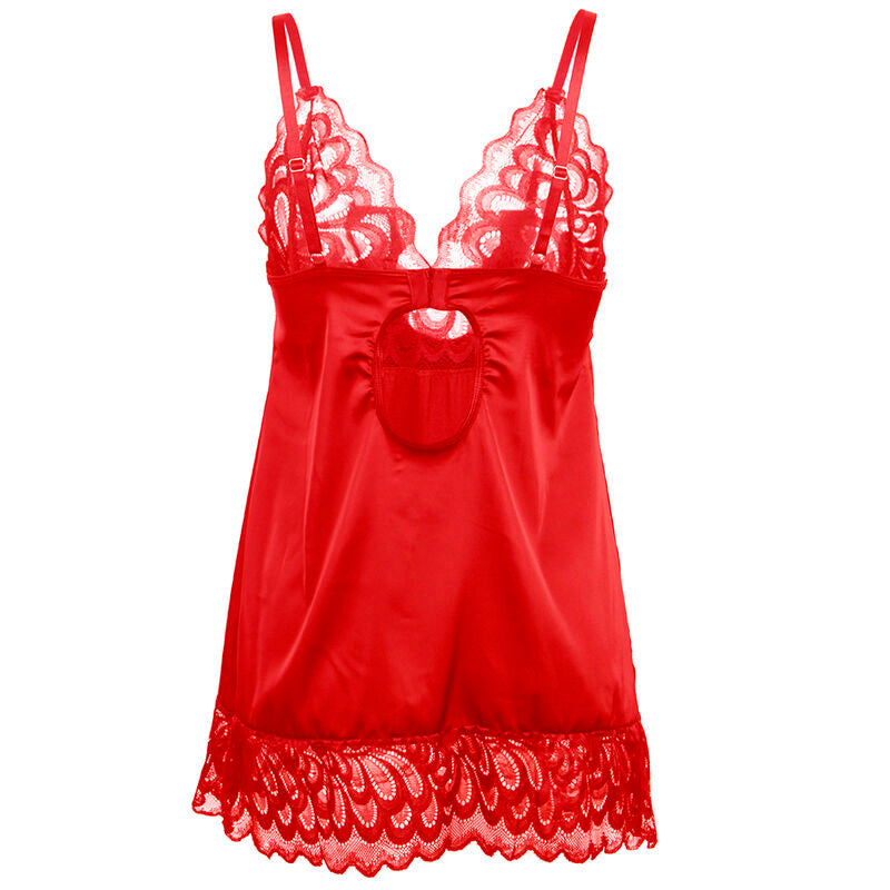 SUBBLIME BABYDOLLS Babydoll Satin Dentelle Rouge S/M — accessoires inclus