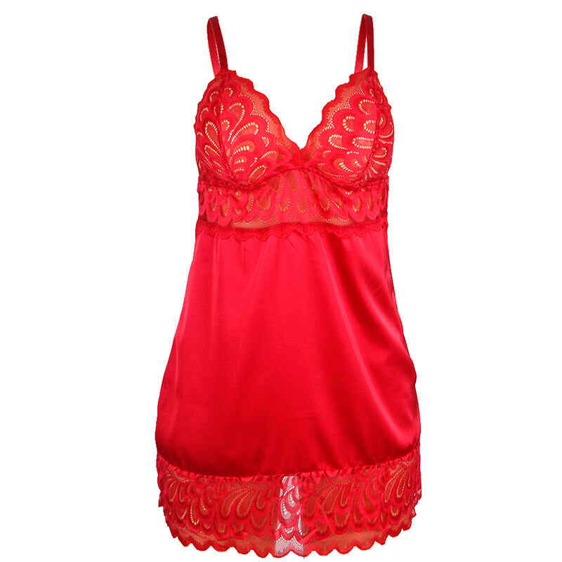 SUBBLIME BABYDOLLS Babydoll Satin Dentelle Rouge L/Xl — accessoires inclus