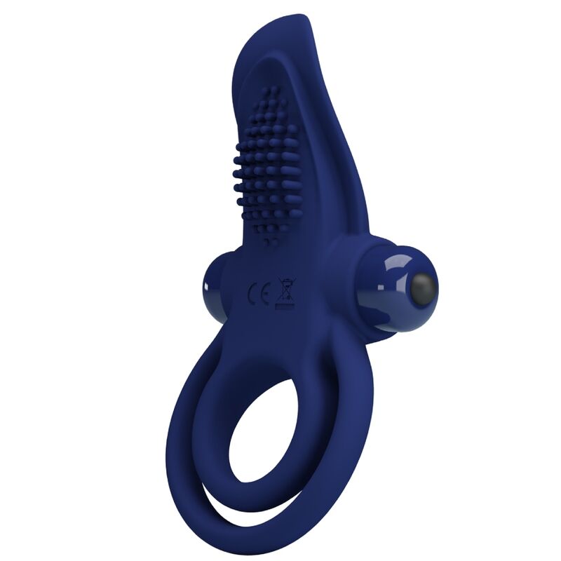 PRETTY LOVE MALE BRONSON BAGUE DOUBLE VIBRATION BLEU - Aura Intime