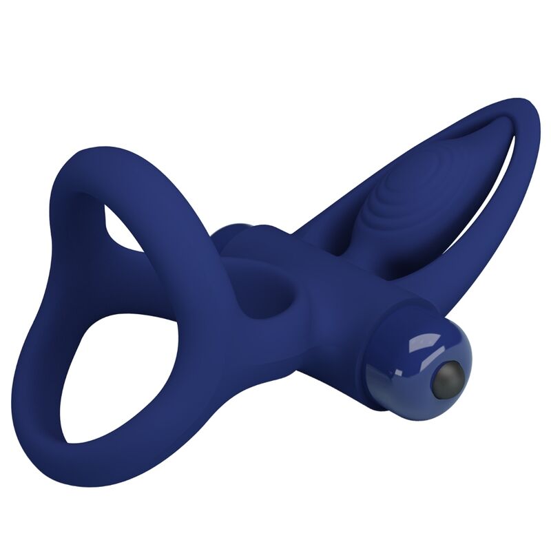 PRETTY LOVE - Mat Double Anneau Avec Vibration & Stimulateur Bleu