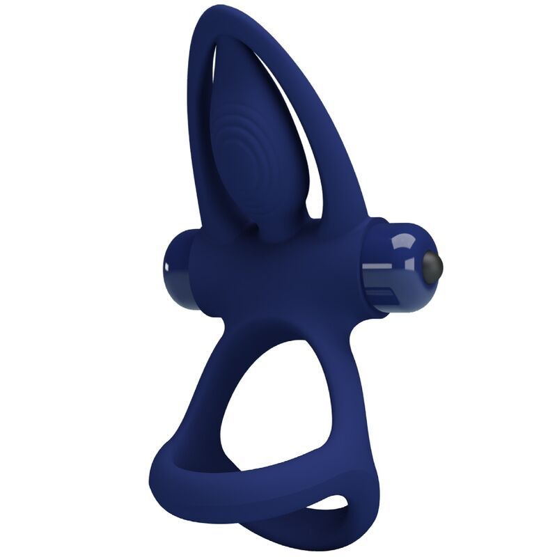 PRETTY LOVE - Mat Double Anneau Avec Vibration & Stimulateur Bleu