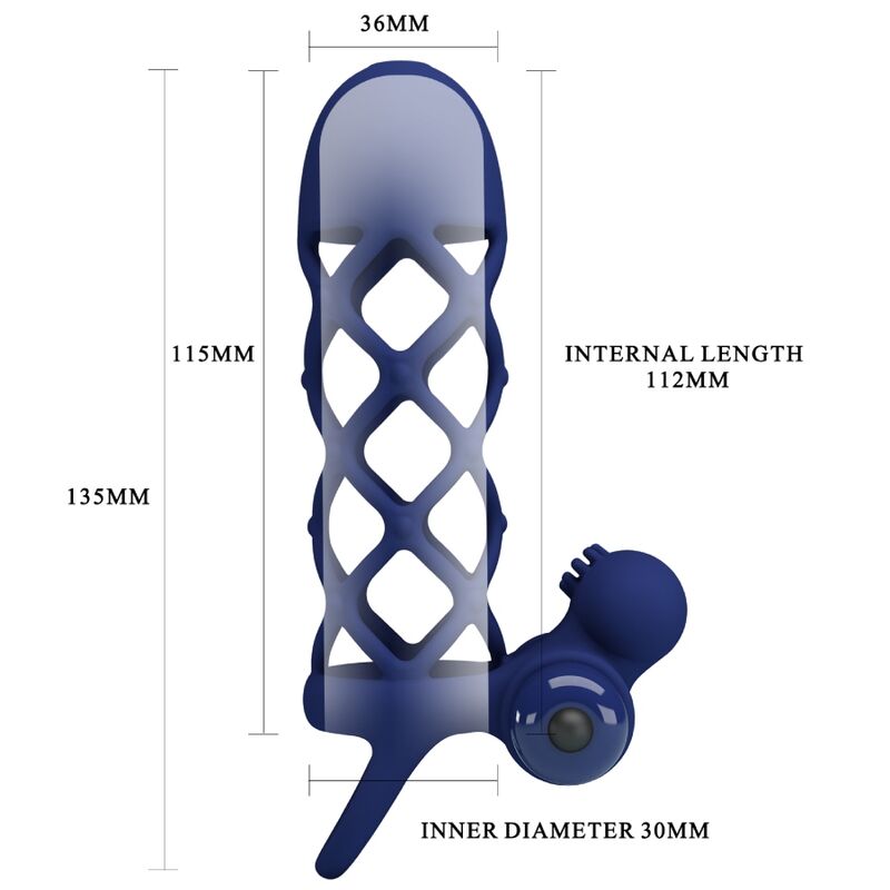 PRETTY LOVE - Giann Anneau Vibrateur Avec Gaine En Silicone Bleu