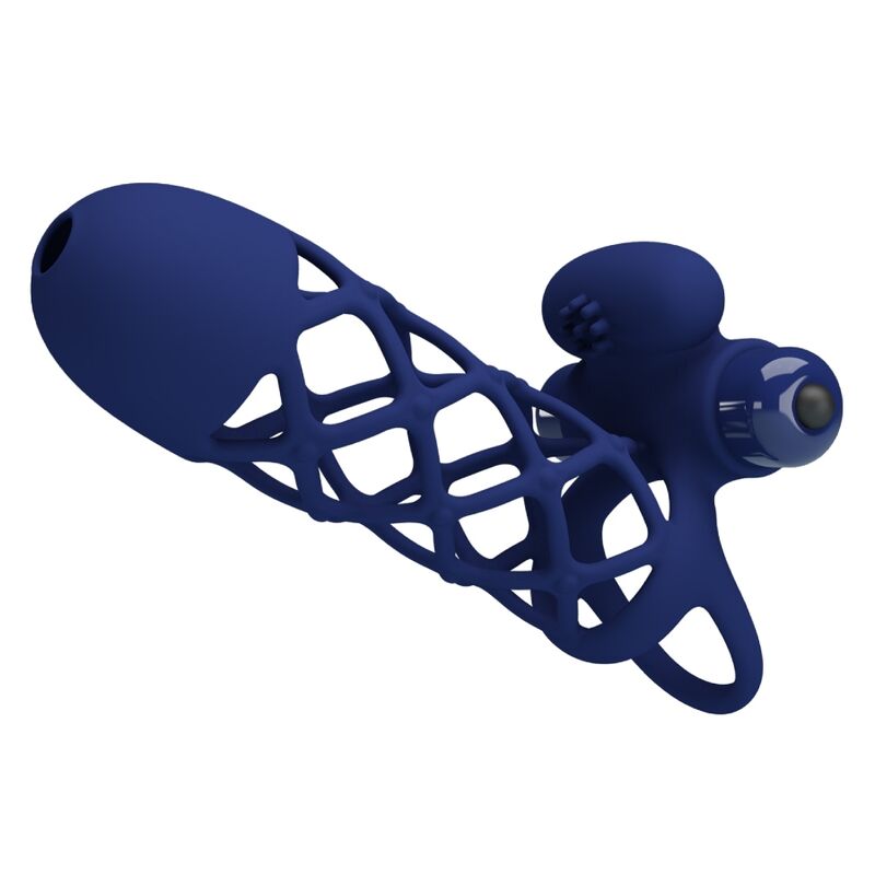 PRETTY LOVE MALE GIANN ANNEAU VIBRATEUR GAINE SILICONE BLEU - Aura Intime