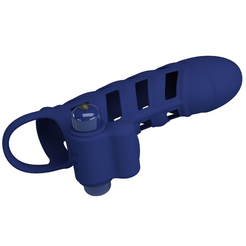 PRETTY LOVE MALE ALTAF ANNEAU VIBRATEUR GAINE SILICONE BLEU — vue détaillée