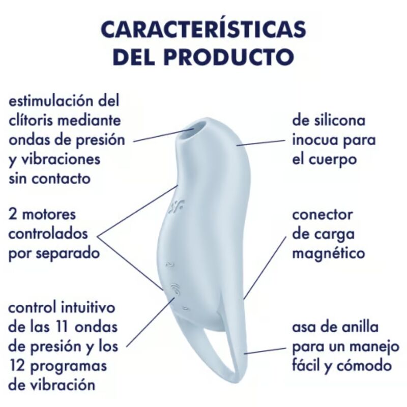 SATISFYER AIR PULSE Pocket Pro 1 Stimulateur Clitoris Bleu Clair — vue arrière