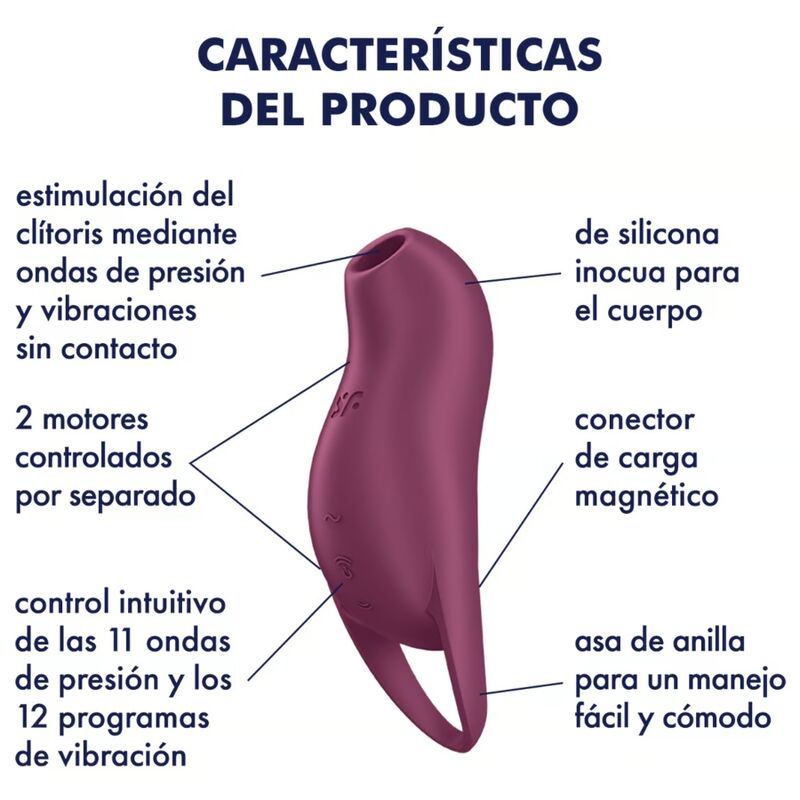 SATISFYER AIR PULSE Pocket Pro 1 Stimulateur Clitoris Grenat — vue arrière