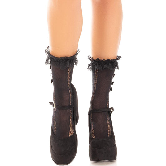 LEG AVENUE HOSIERY Chaussettes À Volants Noir - Aura Intime