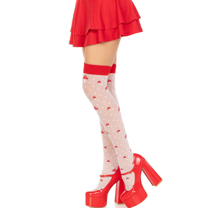 LEG AVENUE HOSIERY Chaussettes Hautes Champignon Rouge/Blanc — vue alternative