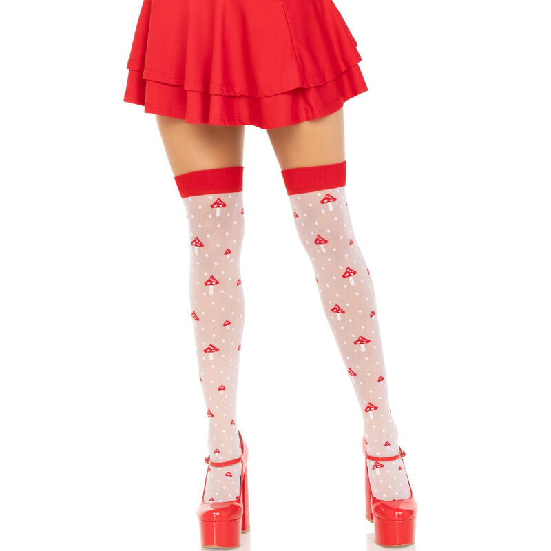 LEG AVENUE HOSIERY Chaussettes Hautes Champignon Rouge/Blanc - Aura Intime