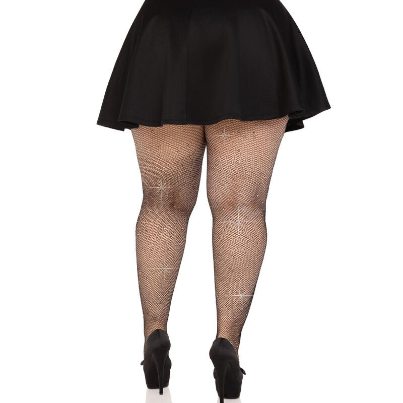 LEG AVENUE HOSIERY Bas Maille Cristallisée Noir Grande Taille — vue détaillée