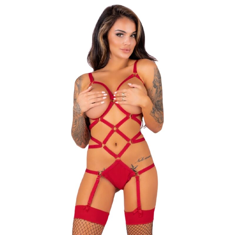 LIVCO CORSETTI SETS Thiara Lc 20213 Ensemble Corps + Bas Rouge S/M - Aura Intime
