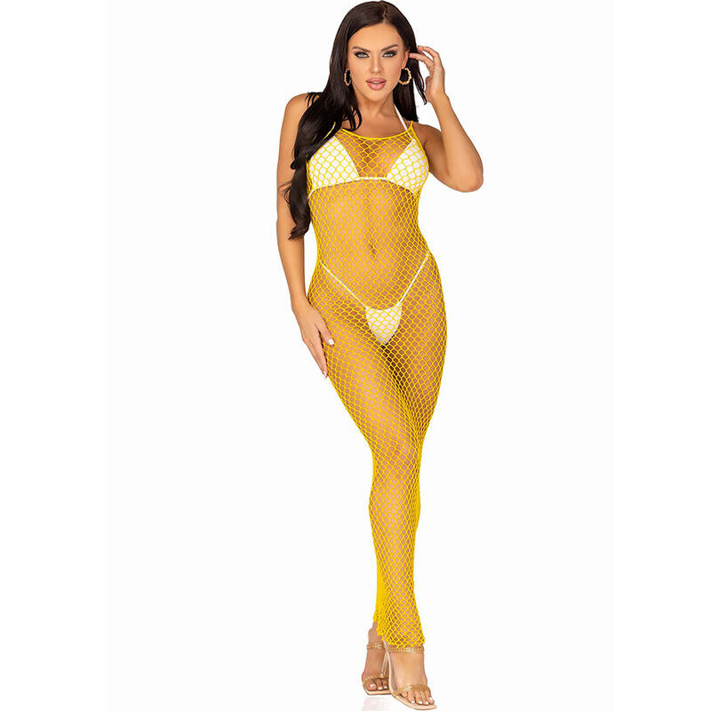 LEG AVENUE DRESSES Robe Longue Filet Jaune Taille Unique — vue détaillée