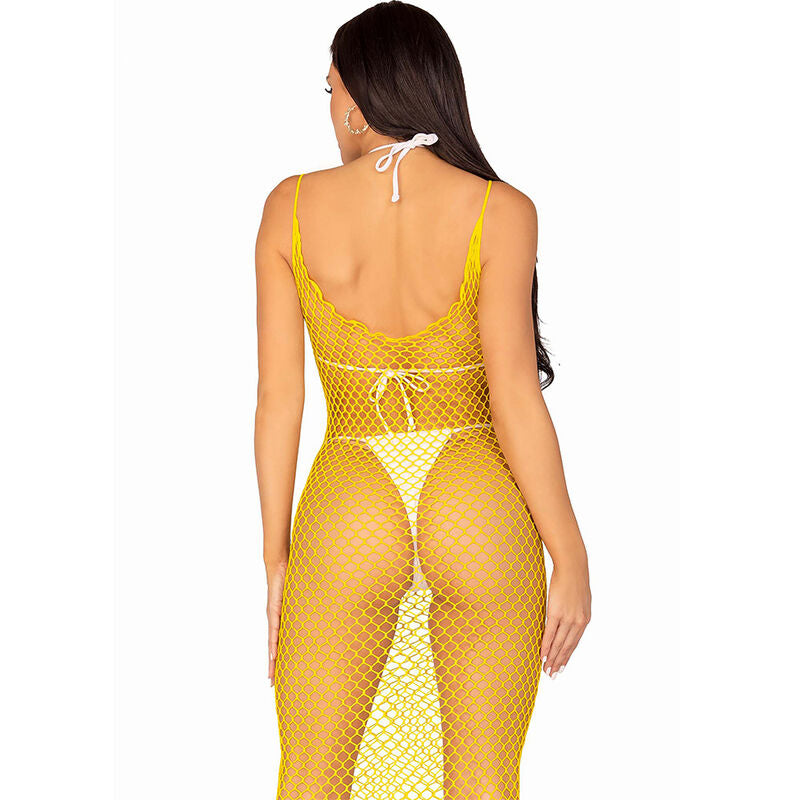 LEG AVENUE DRESSES Robe Longue Filet Jaune Taille Unique — vue alternative