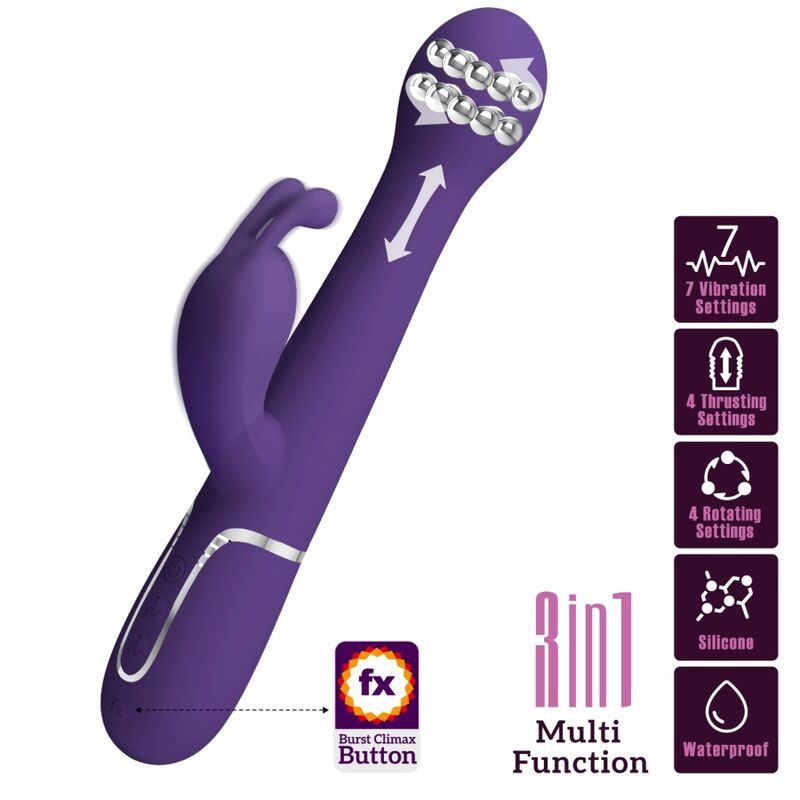 PRETTY LOVE FLIRTATION Dejon Vibrateur Rabbit 3 1 Multifonction Violet - Aura Intime