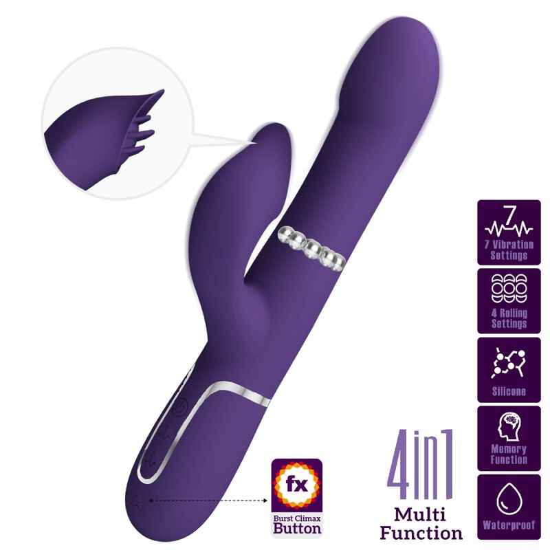 PRETTY LOVE FLIRTATION ZALIN PERLES VIBRATEUR LAPIN 4 1 VIOLET - Aura Intime
