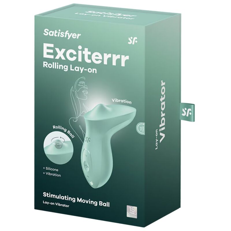 SATISFYER VIBRATOR VIBRATEUR EXCITERRR À POSER SUR CLITORIS MENTHE — accessoires inclus