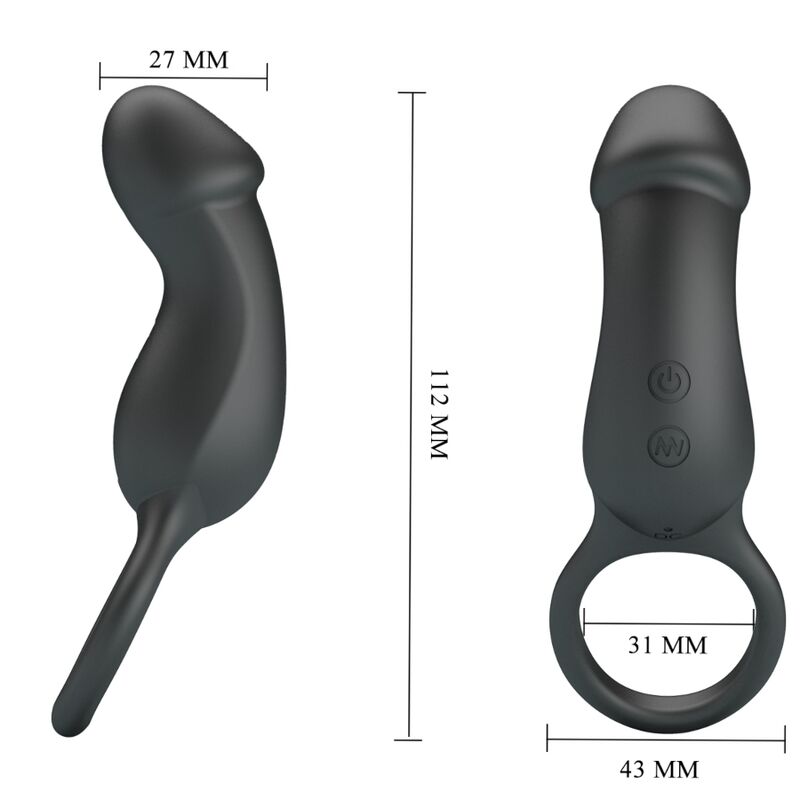 PRETTY LOVE MALE TRAE ANNEAU VIBRANT STIMULATEUR NOIR — vue arrière