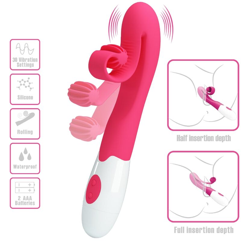 ROMANCE Vibrateur Stimulateur 30 Vitesses Rose — accessoires inclus