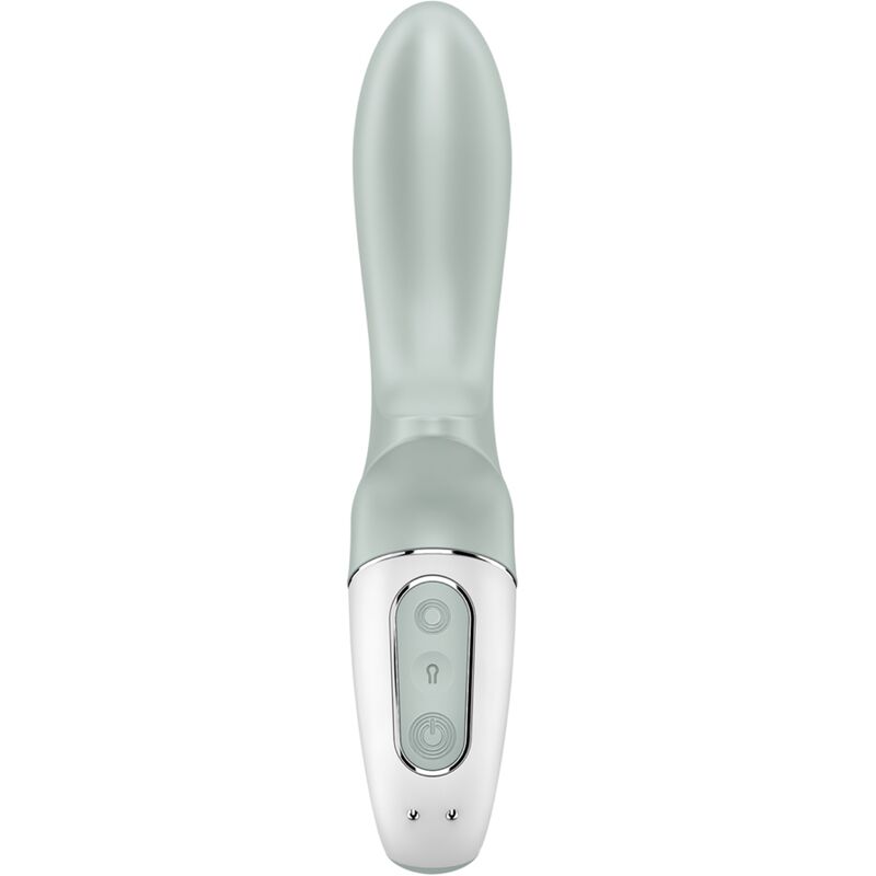 SATISFYER VIBRATOR Air Pump Booty 3 Vibrateur Anal Gonflable Gris Vert — accessoires inclus