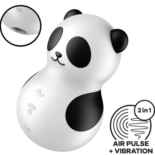 SATISFYER AIR PULSE Pocket Panda Stimulateur & Vibrateur Noir Blanc - Aura Intime