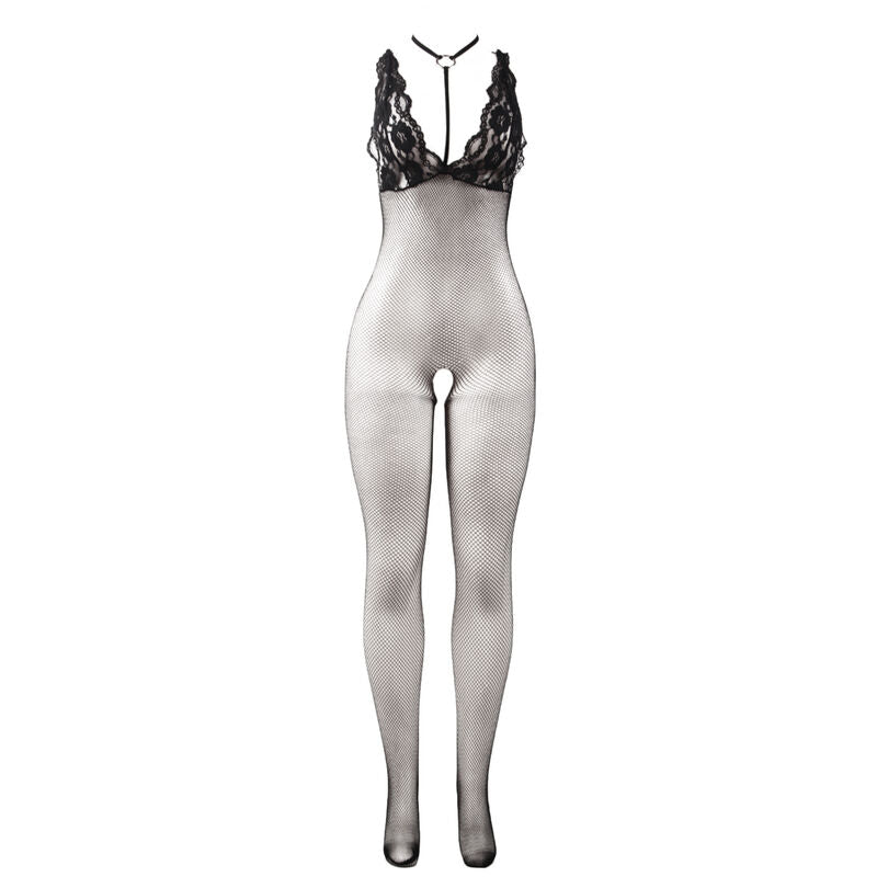 SUBBLIME BODYSTOCKINGS 951993 Bodystocking Résille Transparente Noire Sans Fourr... — accessoires inclus